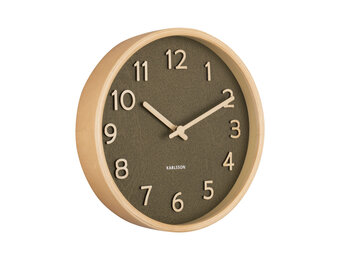 Karlsson - Wandklok Pure Wood Grain Small - Mosgroen- Ø22cm