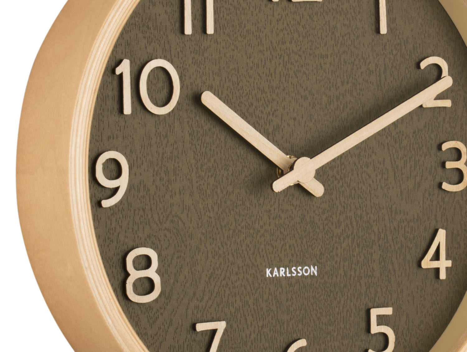 Karlsson Karlsson Wall Clock Pure Wood Grain Small Groen Hoyz.nl