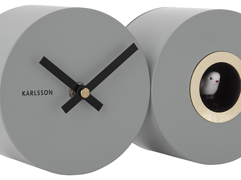Karlsson - Wandklok Duo Cuckoo - Muisgrijs