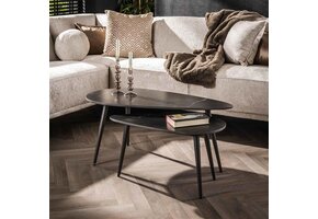 Hoyz Collection - Salontafel Niervormig Ceramic - Zwart - Set van 2