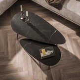 Hoyz Collection - Salontafel Niervormig Ceramic - Zwart - Set van 2