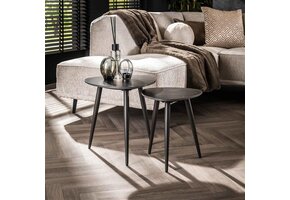 Hoyz Collection - Bijzettafel Set-2 Driehoekig Ceramic - Ceramic Natural Black