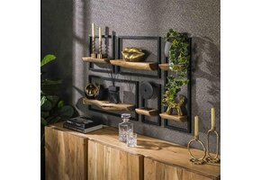 Hoyz Collection - Wandschap Set Edge - Massief Acacia Naturel - Set van 5