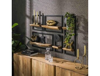 Hoyz Collection - Wandschap Set Edge - Massief Acacia Naturel - Set van 5