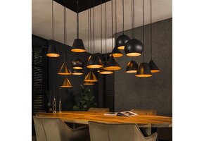 Hoyz Collection - Hanglamp 18L  XXL Metalen Kap - Artic Zwart
