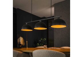 Hoyz Collection - Hanglamp 3L Halfronde Kap-ribbel - Artic Zwart
