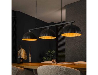 Hoyz Collection - Hanglamp 3L Halfronde Kap-ribbel - Artic Zwart