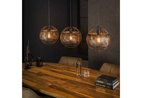 Hoyz Collection - Hanglamp 3L Ø30 Armor Open - Zwart Bruin