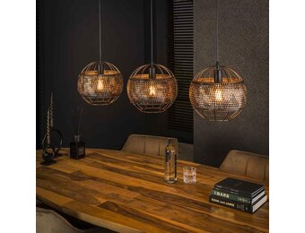 Hoyz Collection - Hanglamp 3L Ø30 Armor Open - Zwart Bruin