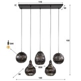 Hoyz Collection - Hanglamp 5L Strip Multi Shade - Zwart Bruin