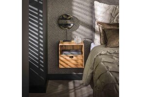 Hoyz Collection - Nachtkastje XS Hangend Flat - Massief Acacia Naturel - Set van 2