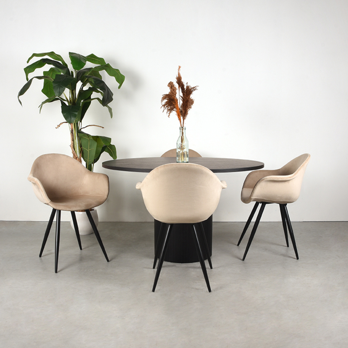 LABEL51 - Eetkamertafel Oliva - Zwart - 130x130x75cm