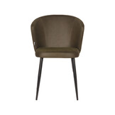 LABEL51 Eetkamerstoel Wave - Army green - Microfiber - set van 2