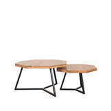 LABEL51 Salontafel Figure 70x70x40 cm - Rough - Mangohout - Set van 2