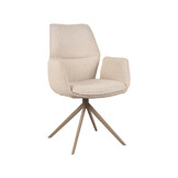 LABEL51 Eetkamerstoel Mellow - Naturel - Boucle - Taupe Onderstel - set van 2