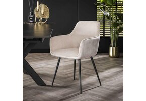 Hoyz Collection - Armstoel Rib - Gebroken Wit - Set van 2