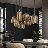 Hoyz Collection - Hanglamp 4+3 Stripe Glass Horizontal - Amberkleurig Glas