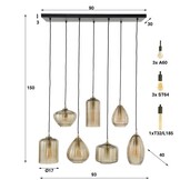 Hoyz Collection - Hanglamp 4+3 Stripe Glass Horizontal - Amberkleurig Glas