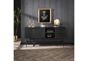 Hoyz Collection - Dressoir 2L Marina - 40x170x80cm - Massief Mango Zwart