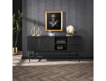 Hoyz Collection - Dressoir 2L Marina - 40x170x80cm - Massief Mango Zwart