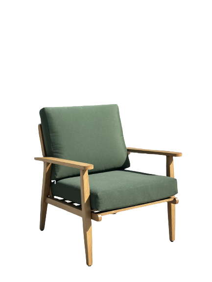 Sens-Line - Porto Lounge Stoel Groen - Aluminium - Houtpatroon - Set van 2