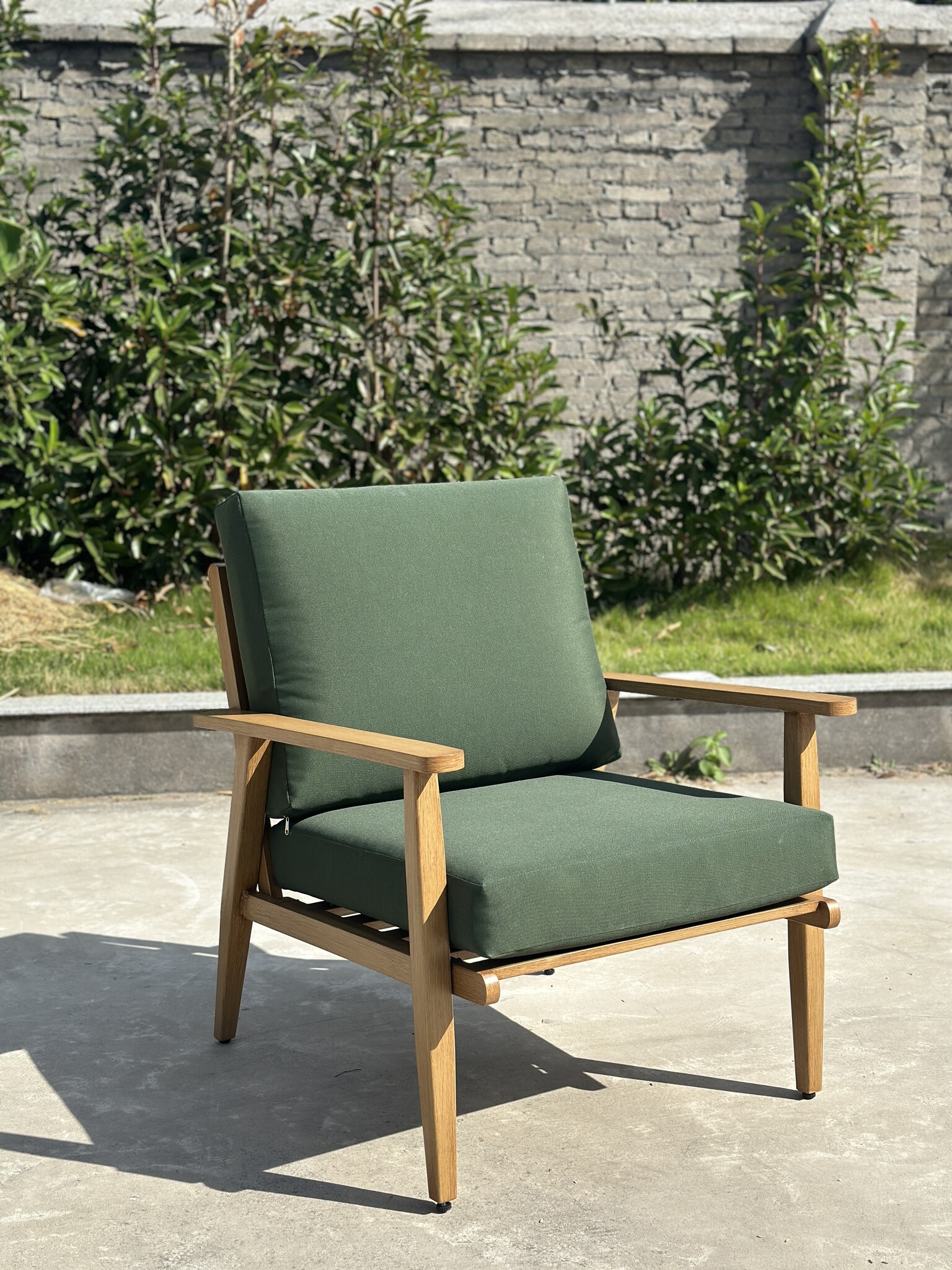 Sens-Line - Porto Lounge Stoel Groen - Aluminium - Houtpatroon - Set van 2