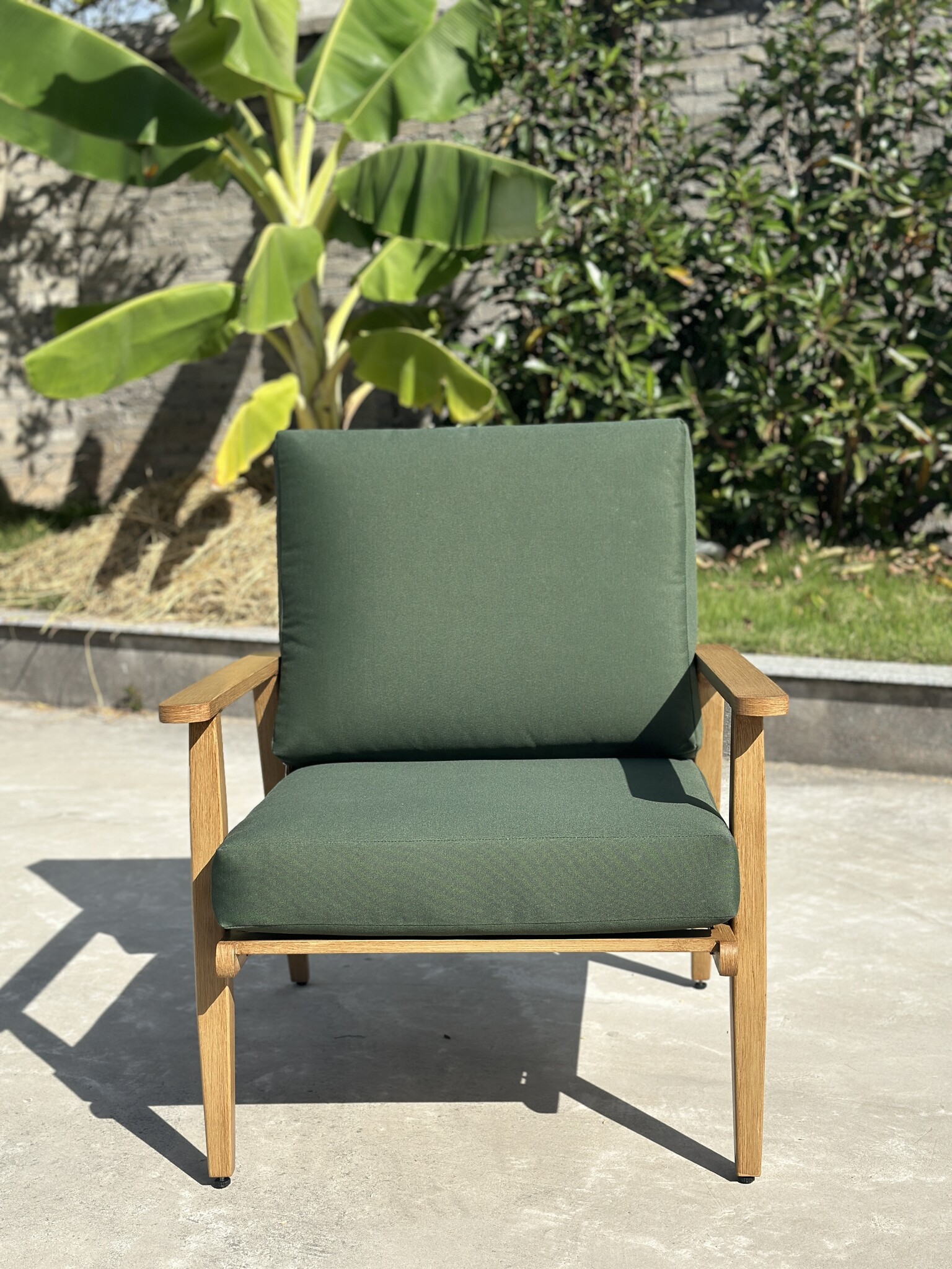 Sens-Line - Porto Lounge Stoel Groen - Aluminium - Houtpatroon - Set van 2