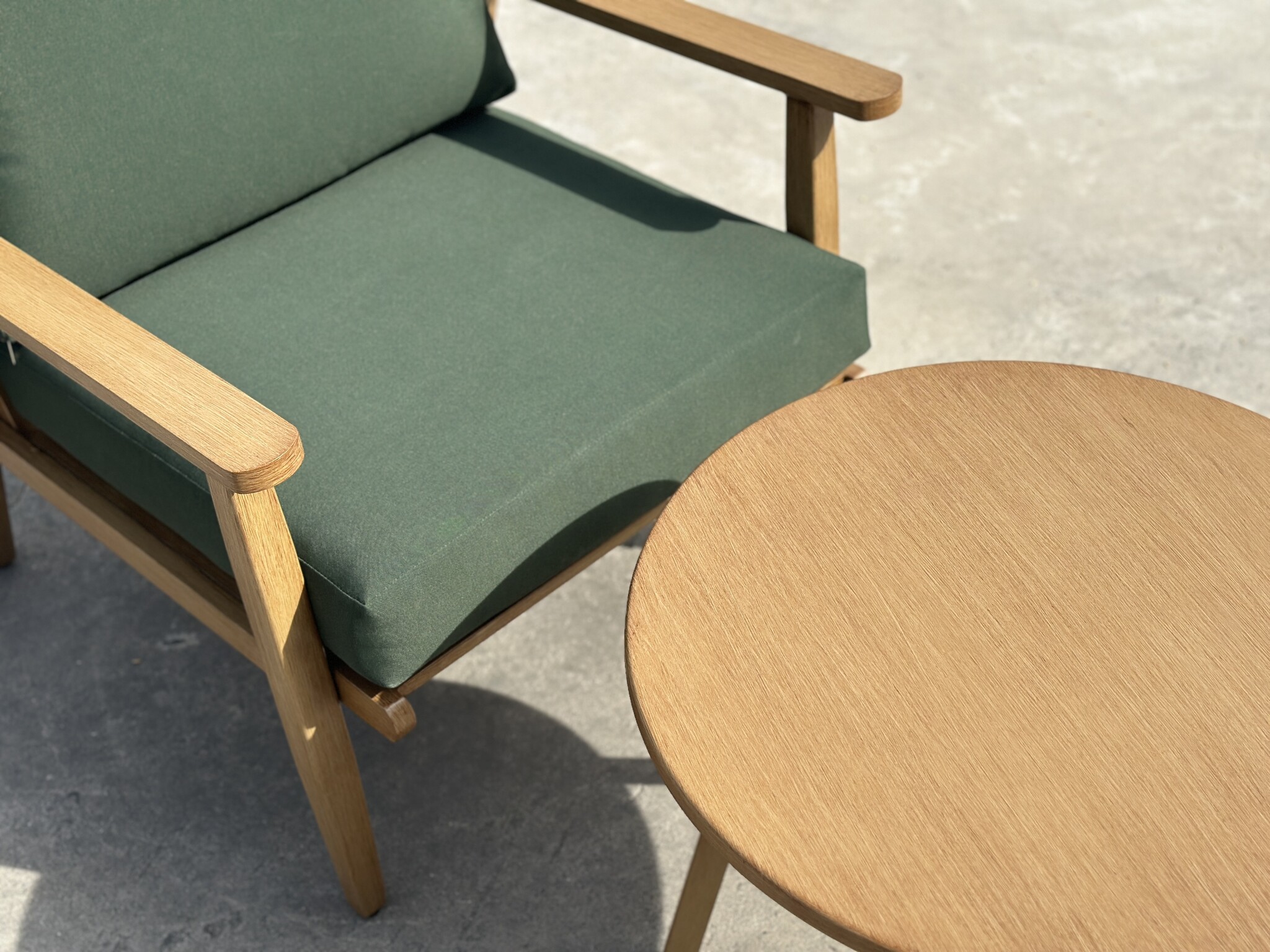Sens-Line - Porto Lounge Stoel Groen - Aluminium - Houtpatroon - Set van 2