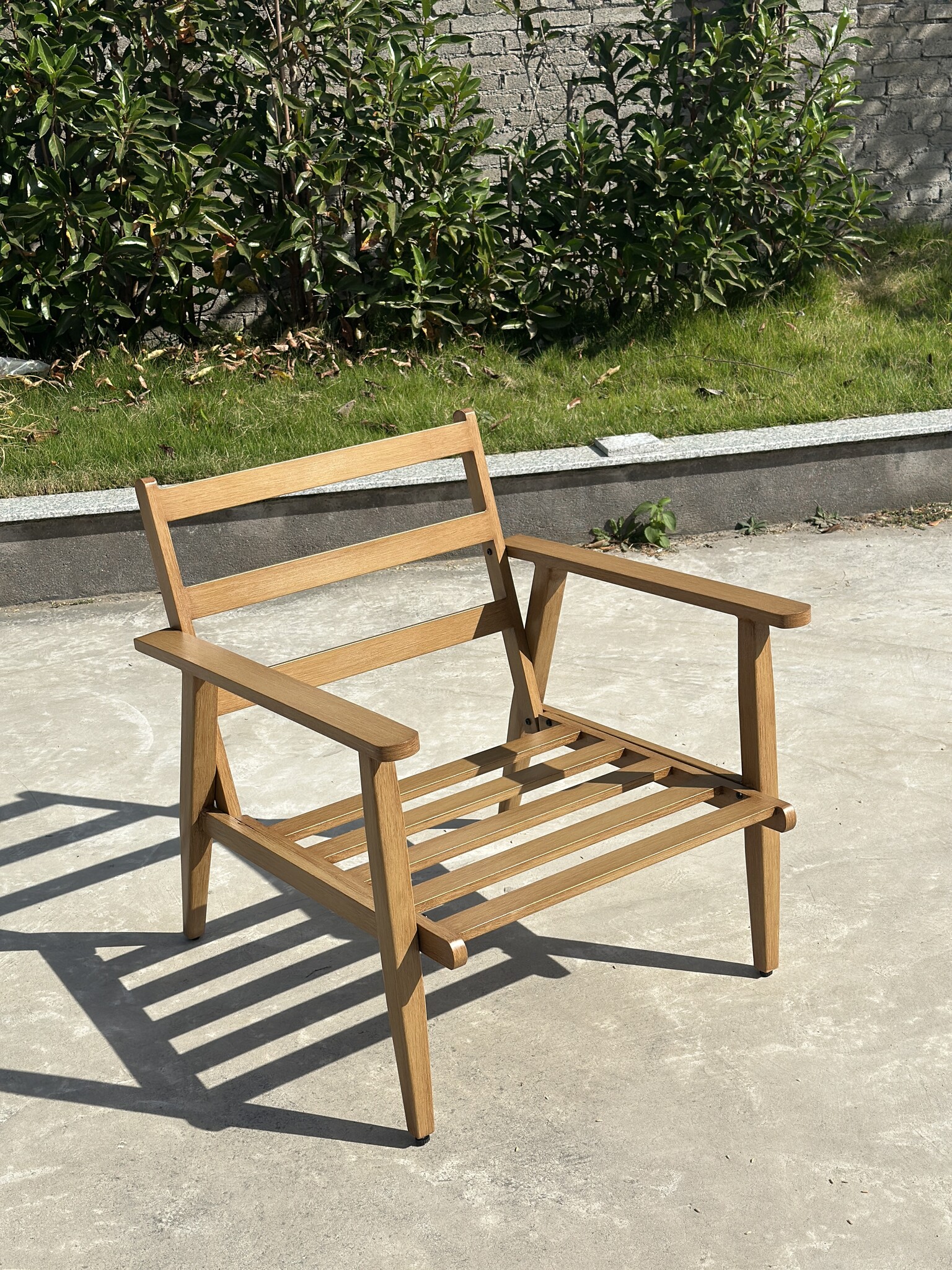 Sens-Line - Porto Lounge Stoel Groen - Aluminium - Houtpatroon - Set van 2