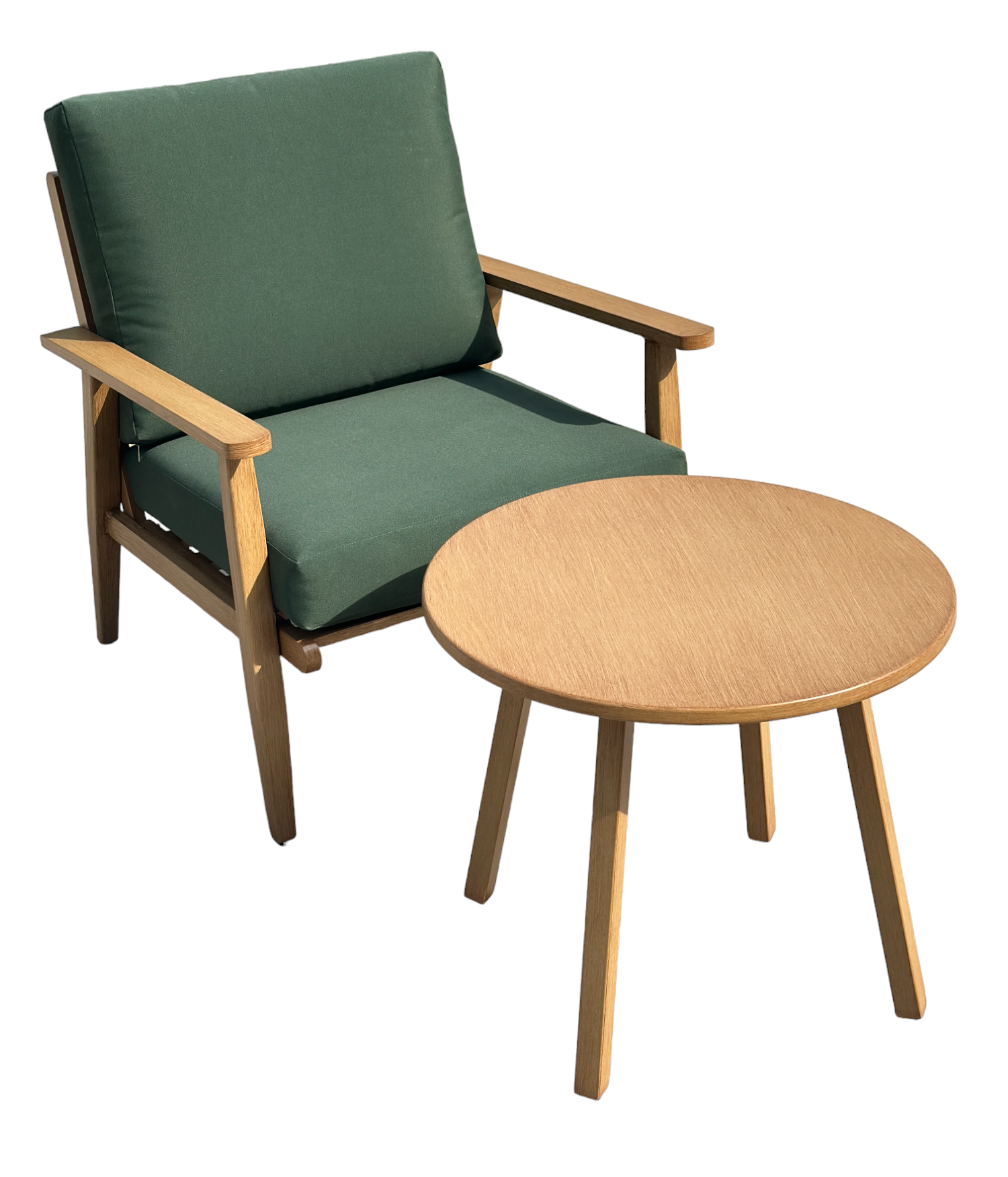 Sens-Line - Porto Lounge Stoel Groen - Aluminium - Houtpatroon - Set van 2