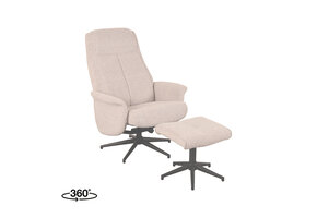 LABEL51 Fauteuil Bergen - Naturel - Boucle - Incl. Ottoman