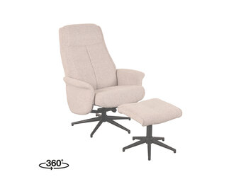 LABEL51 Fauteuil Bergen - Naturel - Boucle - Incl. Ottoman