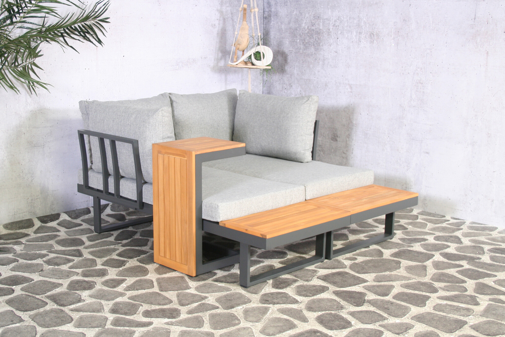 SenS-Line Olympia Loungeset - 175x78x70 cm - Grijs/ Bruin