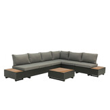 ZOMER-Sens-Line - Diego Loungeset - 7-delig - Bruin/Zwart