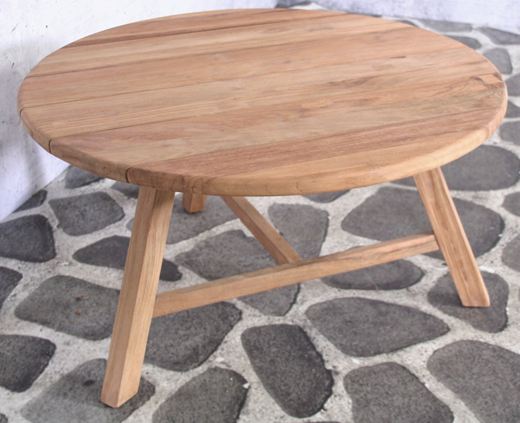 ZOMER-Sens-Line - Woody Teak Bijzettafel - Ø80cm - Bruin