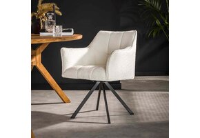 Hoyz Collection - Armstoel Raster Draaibaar - Bouclé Wit - Set van 2