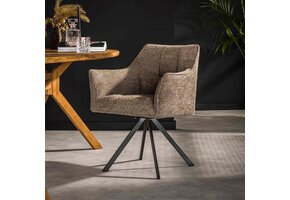 Hoyz Collection - Armstoel Raster Draaibaar - 2 Stuks - Bouclé Taupe