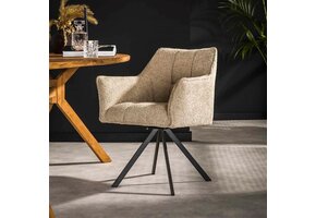 Hoyz Collection - Armstoel Raster Draaibaar - 2 Stuks - Bouclé Zandkleur