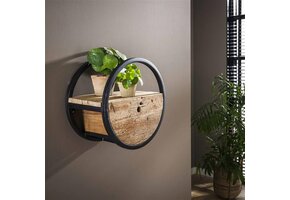 Hoyz - Wandschap Circular - Ø40 - Met Lade - Hout