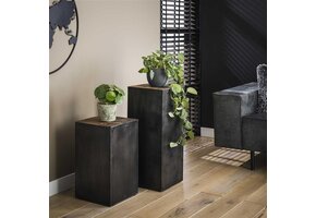 Hoyz - Bloementafel 50 Raft - Bloemenzuil - Zwart Metaal - 30x30x50