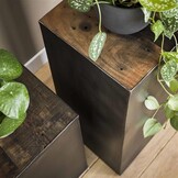 Hoyz - Bloementafel 50 Raft - Bloemenzuil - Zwart Metaal - 30x30x50