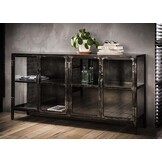 Hoyz - Dressoir Rift - 180cm - Zwart Metaal - 4 Deuren - Zwart
