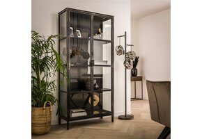 Hoyz - Vitrinekast Rift - Metaal 2 deuren - Grijs - 90cm Breed