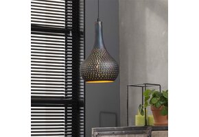 Hoyz - Hanglamp Industry Concrete -  Kegelvorm - Zwart Bruin - 25x25x150