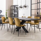 Hoyz - Velvet Stoel - Kuip Zitting - Goudkleurig - Set van 4