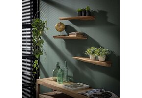 Hoyz - Wandschap Edge - 60cm - Set van 3 - Bruin