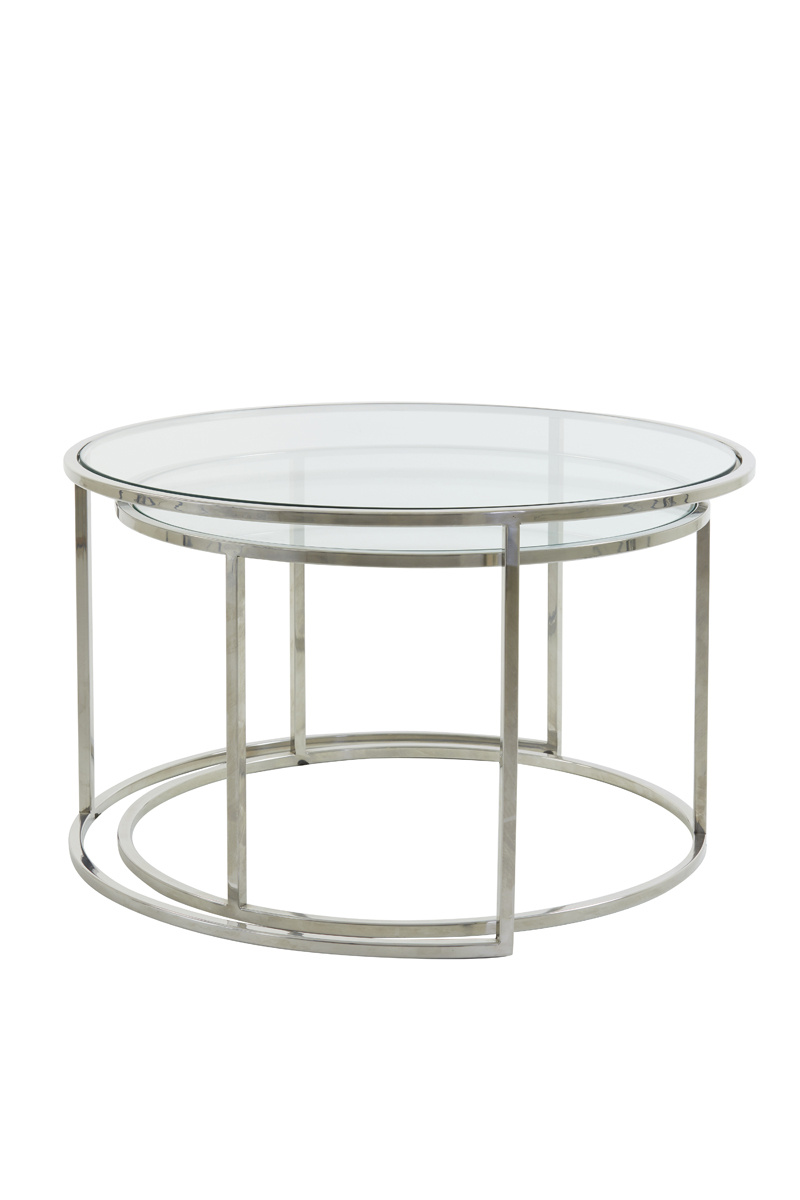 Light & Living - Salontafel DUARTE - Ø75x44cm - Zilver - Set van 2