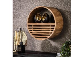Hoyz Collection - Wandschap Tweak Ø50 - Massief Mango Zandkleur