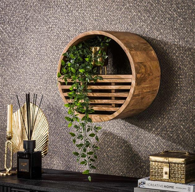 Hoyz Collection - Wandschap Tweak Ø40 - Massief Mango Zandkleur