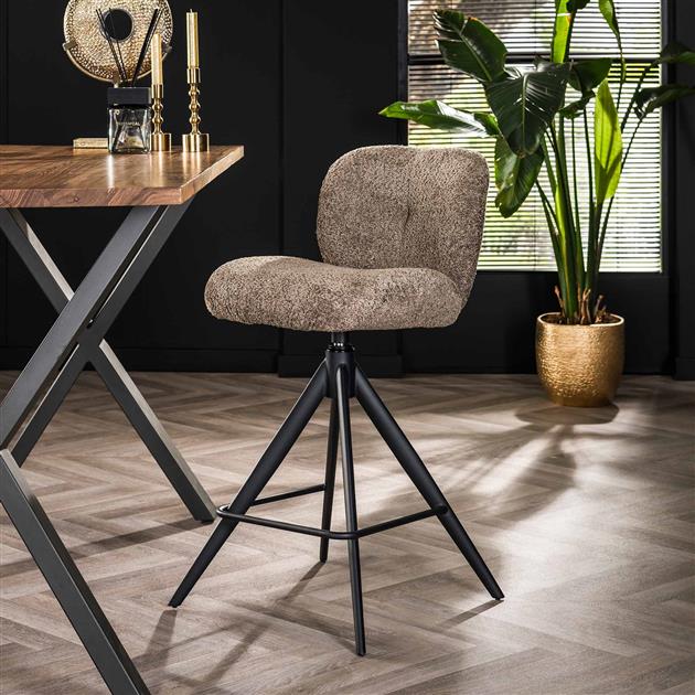 Hoyz Collection - Barstoel Comfort Draaibaar - Boucle Taupe - 2 Stuks